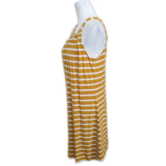 Market & Spruce (Stitch Fix) mustard yellow & white striped midi dress M - Picture 3 of 7